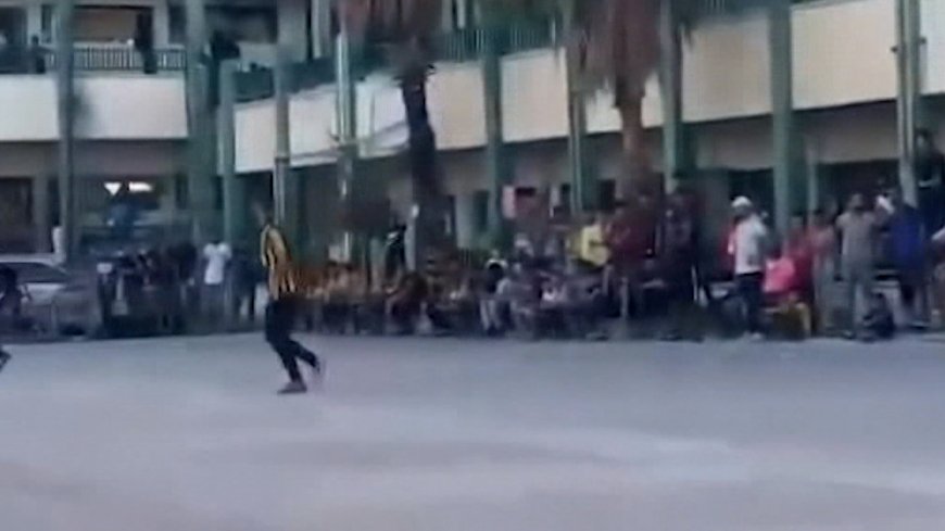 Video shows moment of Israeli strike on packed Gaza school shelter