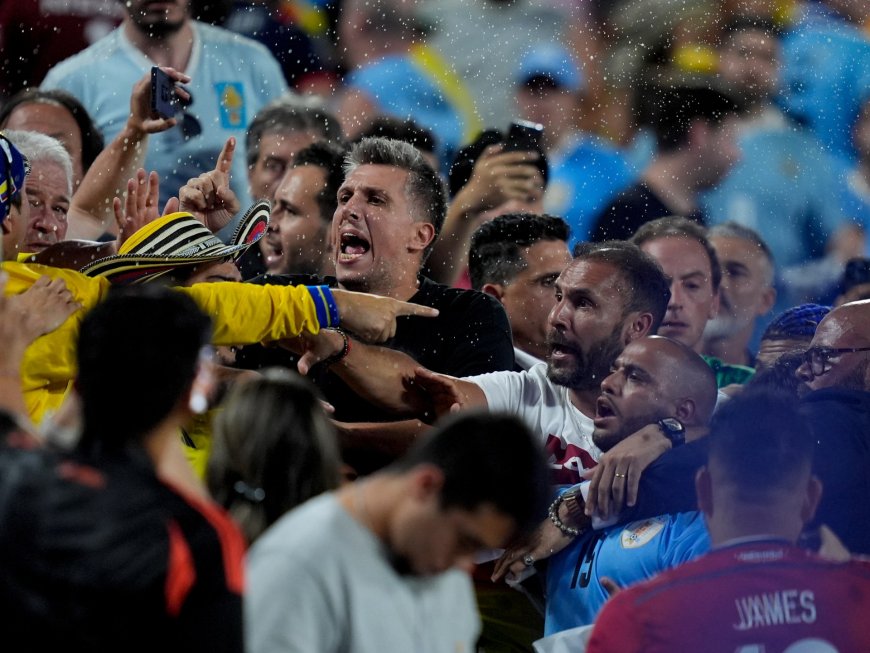 Uruguay footballers clash with Colombia fans after Copa America match