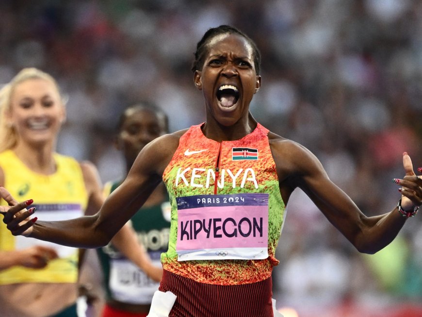 Kenya’s Faith Kipyegon wins 1500-metre final for record third Olympic gold