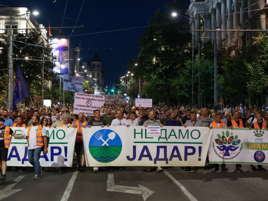 Thousands protest in Serbia’s Belgrade against lithium mining project