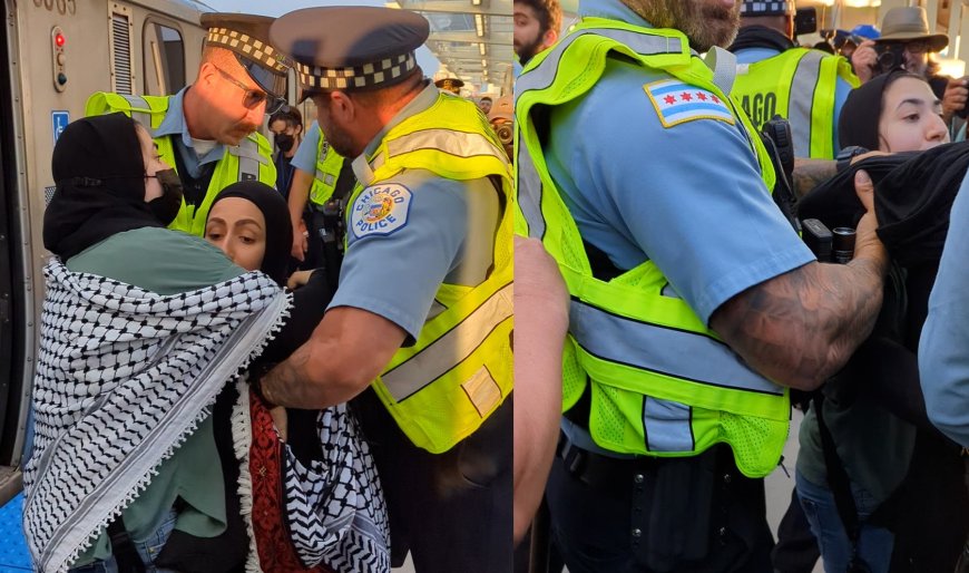 Video: Hijabi women arrested during US anti-war protest