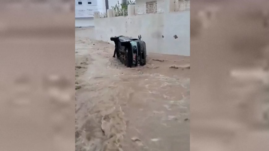 Video: Cars swept away in Tunisia flooding