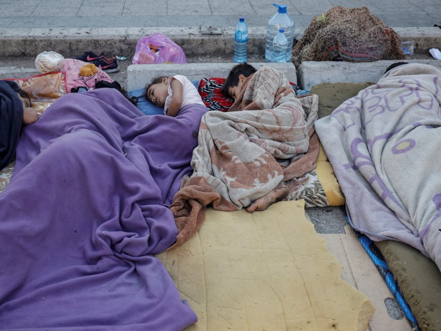 Lebanese displaced by Israeli bombardment sleeping on streets and beaches