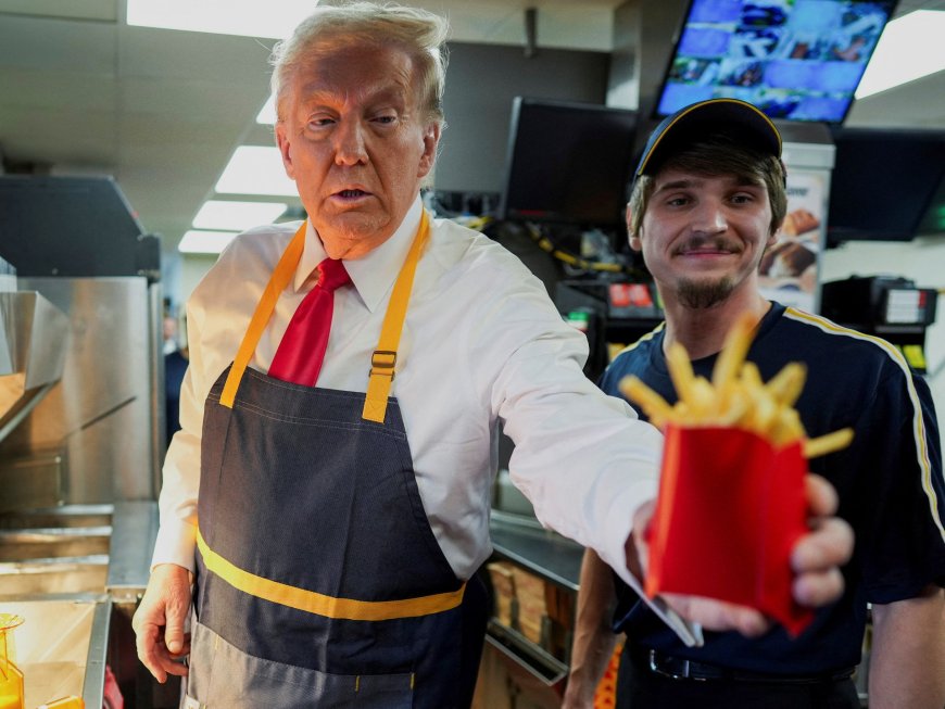 Trump visits McDonald’s as Harris speaks to churchgoers in swing state push